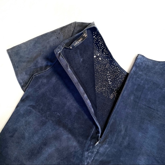 Zara Navy Leather Top - Picture 6 of 10